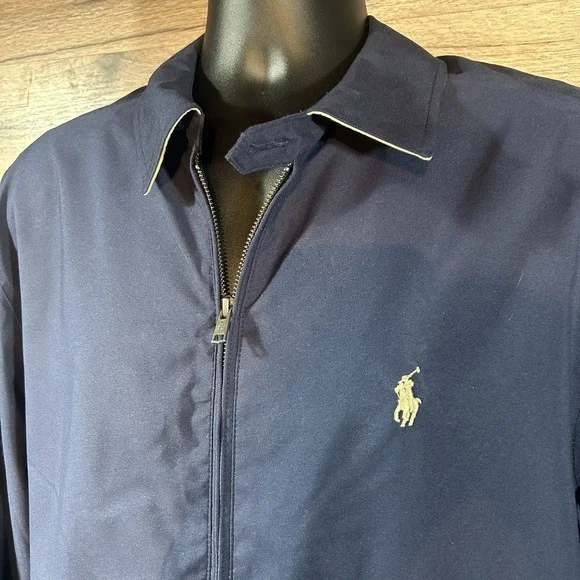 Vintage Polo Ralph Lauren Bi-Swing Windbreaker Jacket Navy Blue Men's Size L
